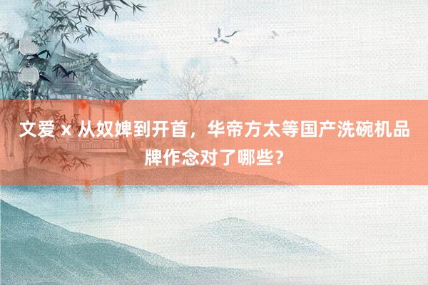 文爱 x 从奴婢到开首，华帝方太等国产洗碗机品牌作念对了哪些？