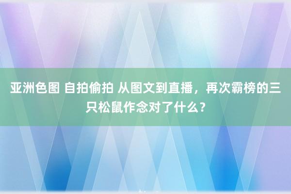 亚洲色图 自拍偷拍 从图文到直播，再次霸榜的三只松鼠作念对了什么？